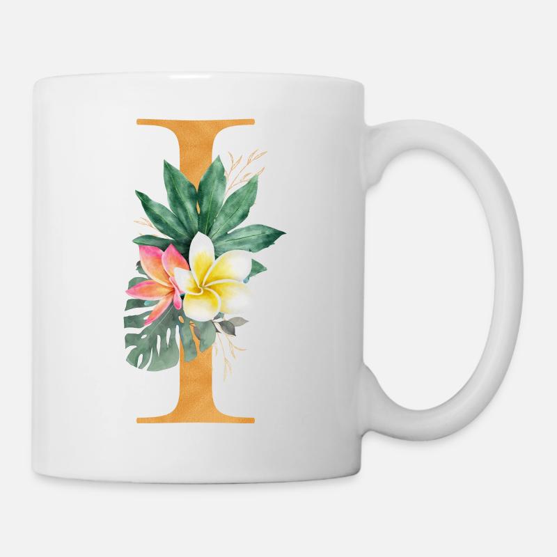 Monogramme personnalisable I Botanique tropicale - Mug blanc - blanc