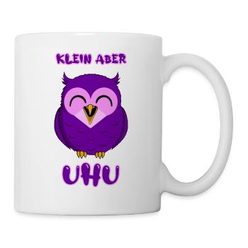 Klein aber Uhu (lila / violett) - Niedliche Eule - Tasse - Weiß - Rechts