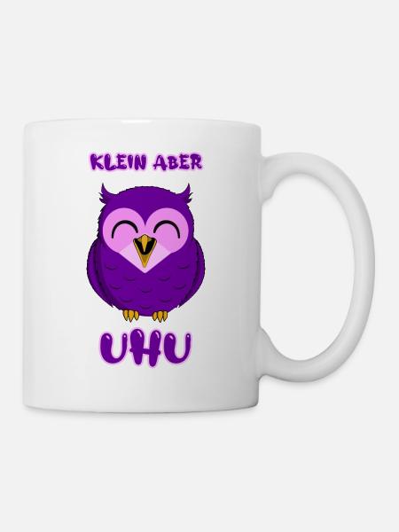Klein aber Uhu (lila / violett) - Niedliche Eule - Tasse - Weiß