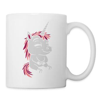 Comic little seated unicorn - Mug - white - Right
