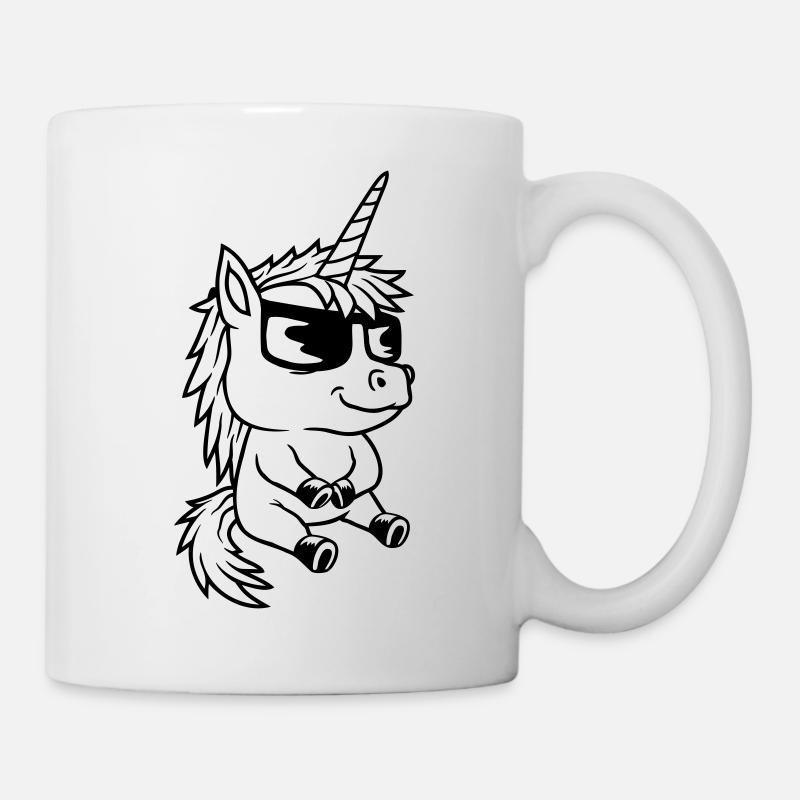 Sonnenbrille Einhorn Cool Comic - Tasse - Weiß