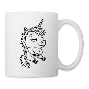 Small seated comic unicorn - Mug - white - Right
