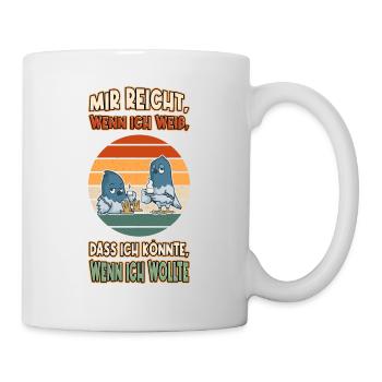 Tauben Chillen Faul Müde Lustlos Spruch Lustig - Tasse - Weiß - Rechts
