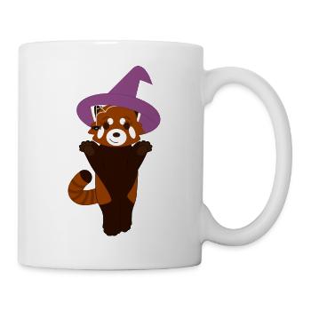 Red panda disguised as a witch for Halloween - Mug - white - Right