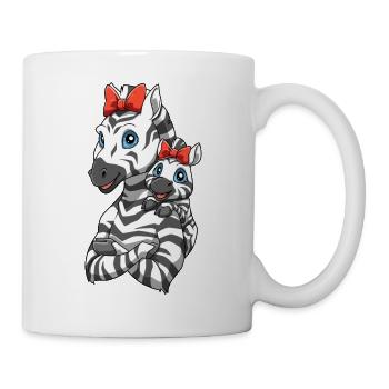 Liebevolles Zebra mit Zebra Kind für Zebra - Tasse - Weiß - Rechts