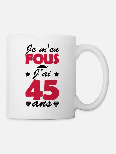 j'ai 45 ans / cadeau anniversaire 45 ans - Mug blanc - blanc