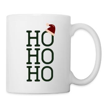 Weihnachten HoHoHo Weihnachtsmann Mütze Geschenk - Tasse - Weiß - Rechts