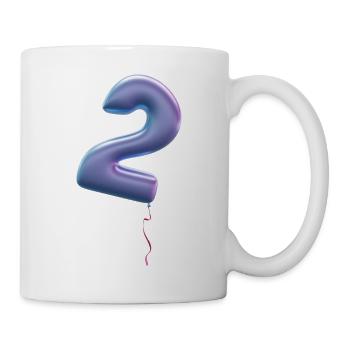 Zahl 2 als Ballon: Geburtstag, Jahrestag, Sieger - Tasse - Weiß - Rechts