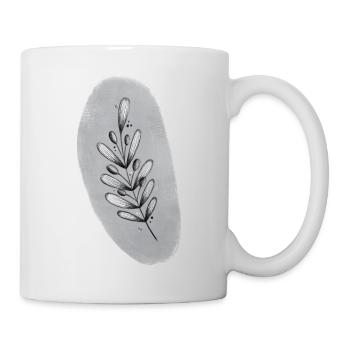Blätterzweig Sketch - Tasse - Weiß - Rechts