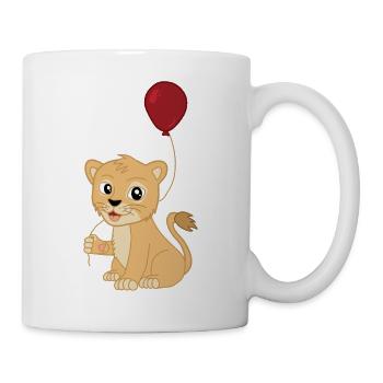 Mignon bébé lion avec ballon - Mug blanc - blanc - Droite