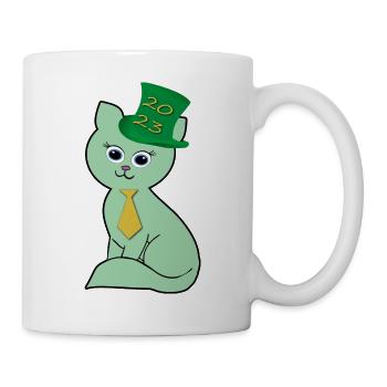 Neujahrskatze - Tasse - Weiß - Rechts