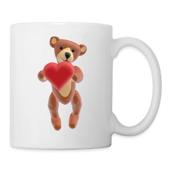 Ours en peluche de la Saint-Valentin avec coeur (optique 3D) - Mug blanc - blanc - Droite
