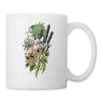 Japanisches Geisha Schwert Samurai Krieger 111 - Tasse - Weiß - Rechts
