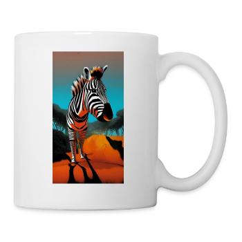 Comic-Zeichnung Zebra (Hippotigris) bei Sonnenuntergang - Tasse - Weiß - Rechts