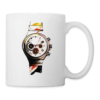 Chronograph Artwork mit 6 Zeigern als Vintage Uhr - Tasse - Weiß - Rechts