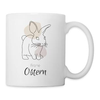 Frohe Ostern mit Hase - Tasse - Weiß - Rechts