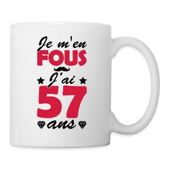 je m en fous j ai 57 ans / anniversaire 56 ans - Mug blanc - blanc - Droite
