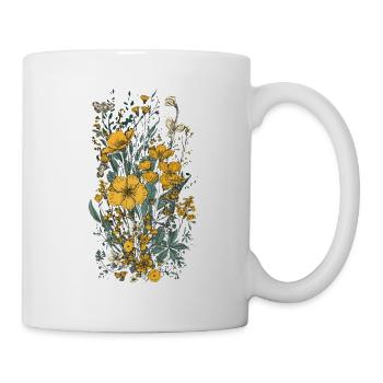 Beau bouquet d’herbier de fleurs bohèmes jaune - Mug blanc - blanc - Droite