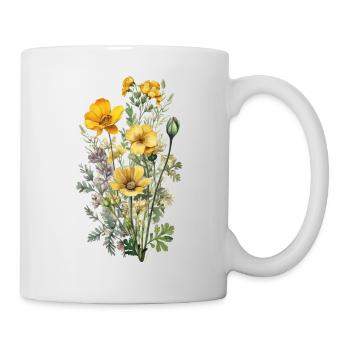 Beau bouquet d’herbier de fleurs bohèmes jaune - Mug blanc - blanc - Droite