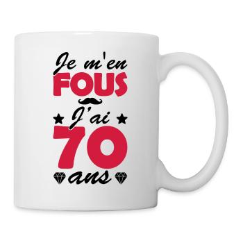 je m en fous j ai 70 ans / anniversaire 70 ans - Mug blanc - blanc - Droite