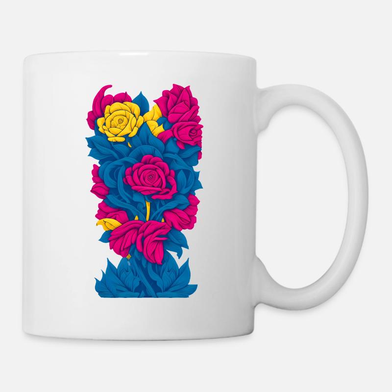 Flowers (Blue, Red, Yellow) - Mug - white