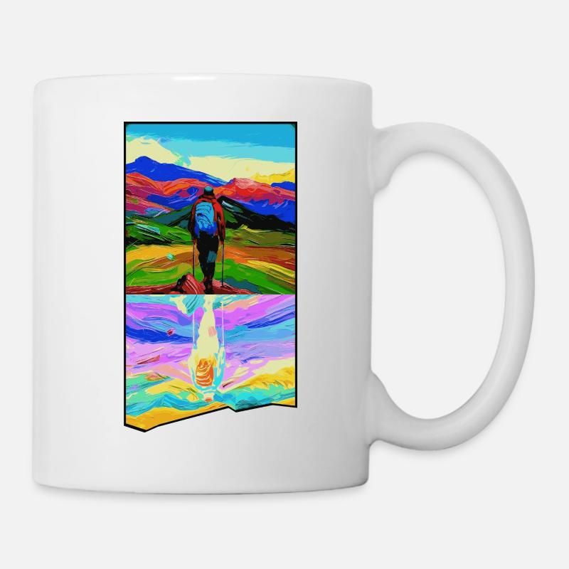 A Hiker in the Mountains as a Painting 1 - Mug - white