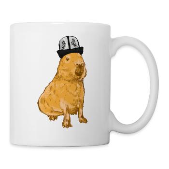 Capybara mit lustigem Hut - Tasse - Weiß - Rechts