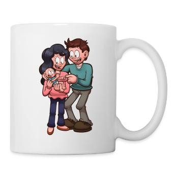 Cartoon Couple With Baby - Mug - white - Right
