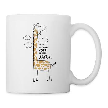 Giraffe mit dem Kopf in den Wolken - Tasse - Weiß - Rechts