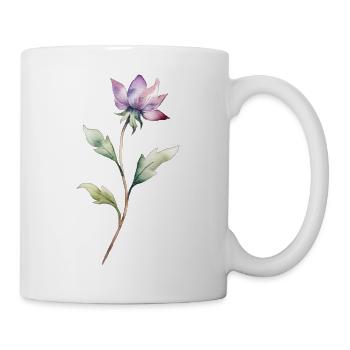Rosa Blume in Wasserfarben style - Tasse - Weiß - Rechts