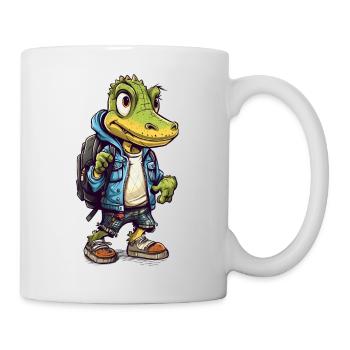 Cute Crocodile Cartoon - Tasse - Weiß - Rechts