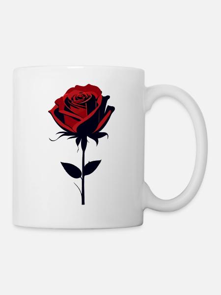 Rote Rose - Tasse - Weiß