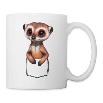 Cute meerkat meerkat in breast pocket pocket - Mug - white - Right