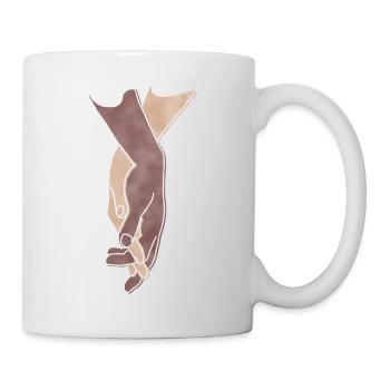 « Getting Close », Boho Line Art Design, Series Hands - Mug blanc - blanc - Droite