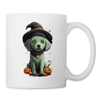 Süßer Halloween Hexen Hund Welpe Hunde Design - Tasse - Weiß - Rechts