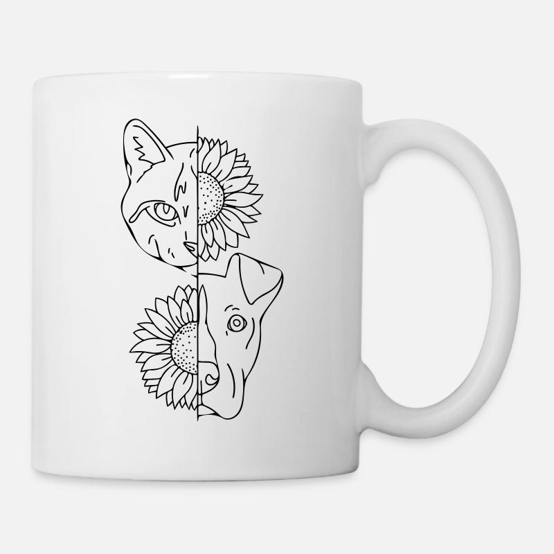 Katze und Hund - Tasse - Weiß
