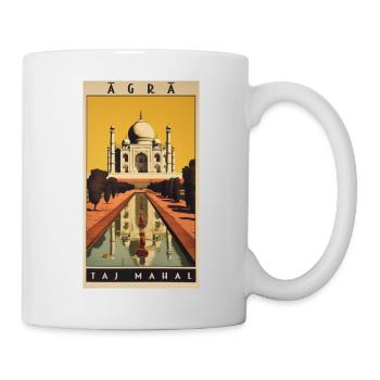 Classic Vintage Poster of Agra Taj Mahal - Tasse - Weiß - Rechts