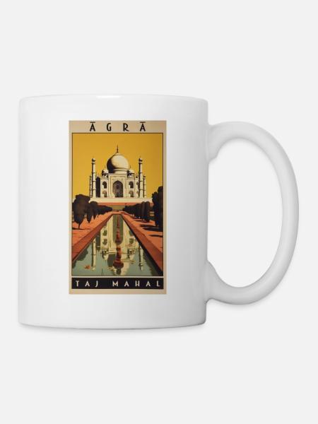 Classic Vintage Poster of Agra Taj Mahal - Mug - white