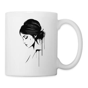 Frauengesicht Schwarz Weiß - Tasse - Weiß - Rechts