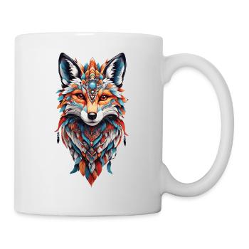 Spirituelles Indianer Fuchs Feder Design Boho Stil - Tasse - Weiß - Rechts