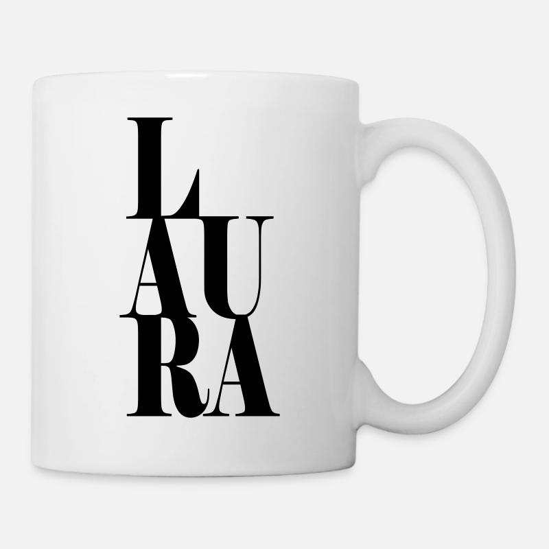 Laura Surname First name Modern font Word Art - Mug - white