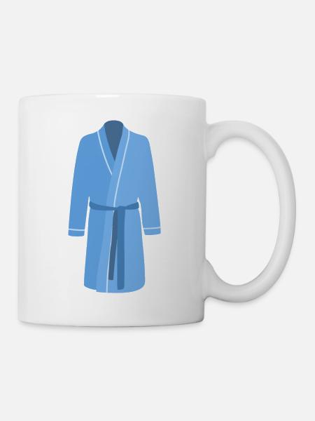 blauer Bademantel - Tasse - Weiß