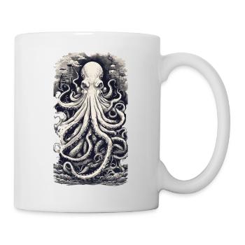 Vintage Kraken Fischer und Angler Retro Design - Tasse - Weiß - Rechts