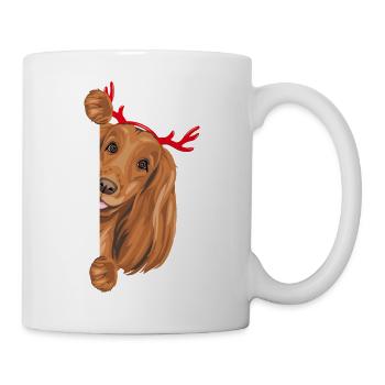 Peeking Cocker Spaniel Hund mit Weihnachtshörnern - Tasse - Weiß - Rechts