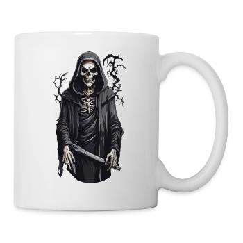 Gothic Grusel Halloween Skelett - Tasse - Weiß - Rechts