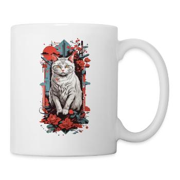 Popart Cat Love Retro Cat Artwork Cat - Mug - white - Right