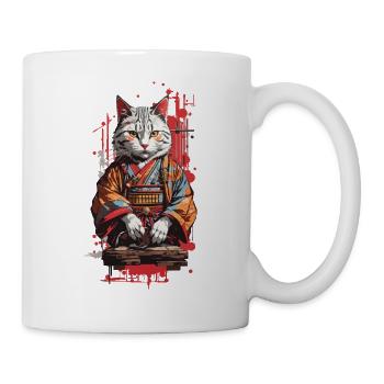 Cat in Kimono Japan Popart Retro Design - Mug - white - Right