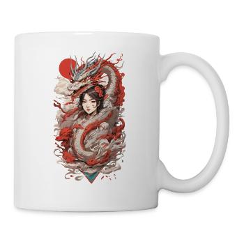 Dragon Anime Girl Retro Ukiyo-e Style - Mug - white - Right