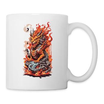 Asiatischer Drache Ukiyo-E Kunststil Ästethik - Tasse - Weiß - Rechts