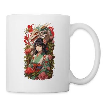 Asian Dragon Anime Aesthetic Girl Design - Mug - white - Right